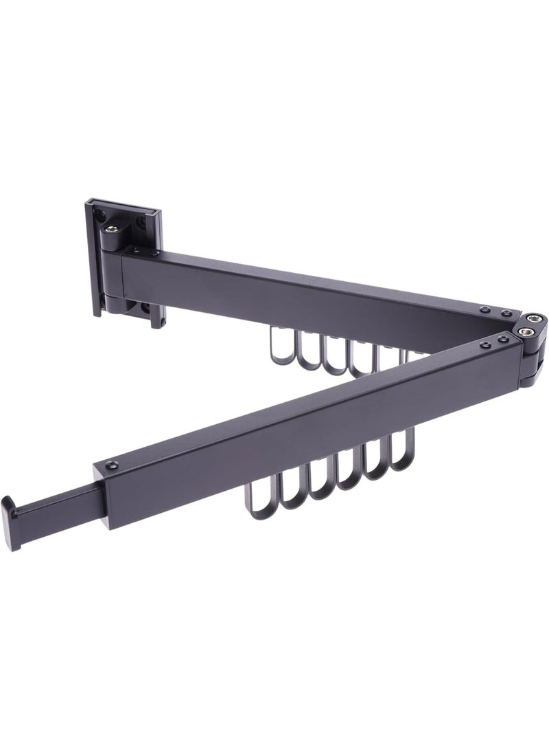 HOME DWELL Wall Mounted Folding Clothes Hanger Rack | Heavy Duty Swivel Arm with Multi-Hooks | Space Saving Closet Organizer for Laundry Room, Bedroom & Balcony - Black - Image 3