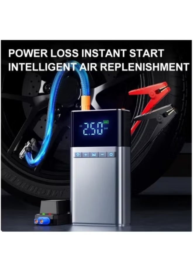 REBENUO 1500A Jump Starter for 12V Gas & Diesel Vehicles – 12000mAh Battery with USB-C Fast Charging – Built-in 150 PSI Digital Air Compressor, Emergency LED Flashlight, SOS Light – Portable 3-in-1 Power Kit for Cars, SUVs, Motorcycles & Roadside Safety - Image 4