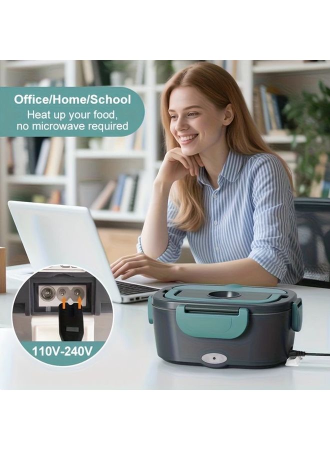 Grey Electric Lunch Box Double Compartment Portable For Car Home Camping And Office - Image 4