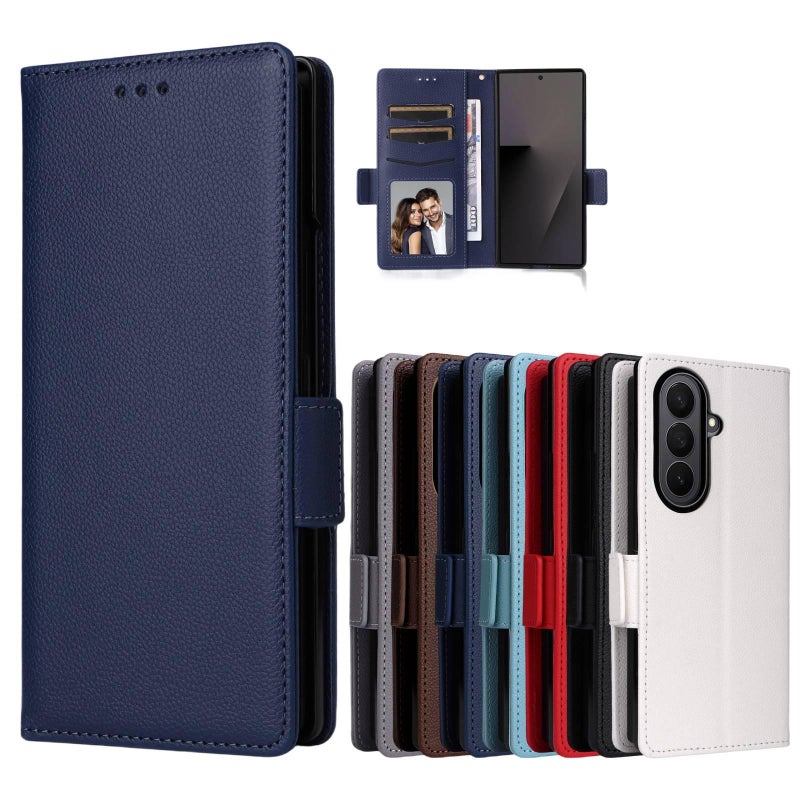 غطاء واقي بTPU باللون أحمر مغناطيسي بوظيفة حامل من مادة TPU لـ Samsung Galaxy Z Fold 7 مع حامل بطاقات وحماية من السقوط مع مقاوم للصدمات مع حامل قائم مع مغناطيس قوي للطاولة - Image 2