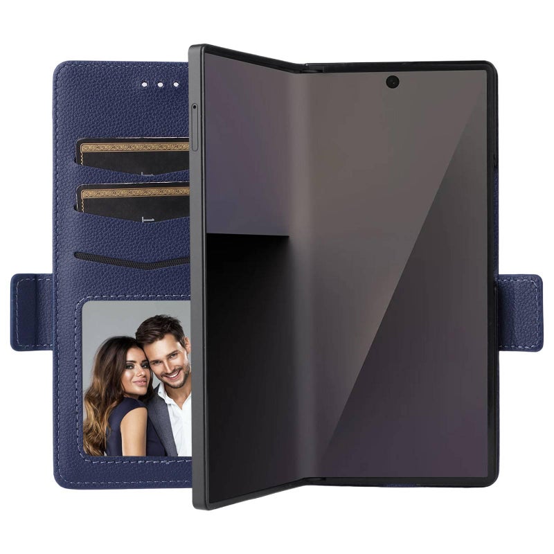 غطاء واقي بTPU باللون أحمر مغناطيسي بوظيفة حامل من مادة TPU لـ Samsung Galaxy Z Fold 7 مع حامل بطاقات وحماية من السقوط مع مقاوم للصدمات مع حامل قائم مع مغناطيس قوي للطاولة - Image 4