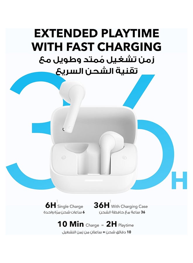 Soundcore K20i Semi-in-Ear Earbuds, Bluetooth Wireless, 36H Playtime, Fast Charge, Clear Sound, Comfortable Fit, ENC 2-Mic Clear Calls, Custom EQ, IPX5, Bluetooth 5.3, App Control White - Image 4