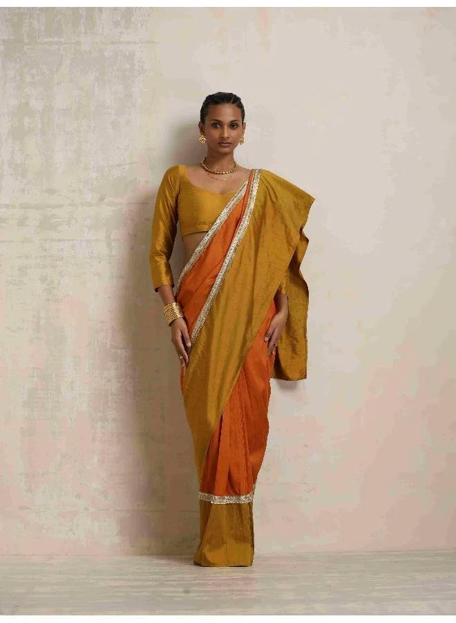 ترو برونز trueBrowns Orange Silk Ready To Wear Saree