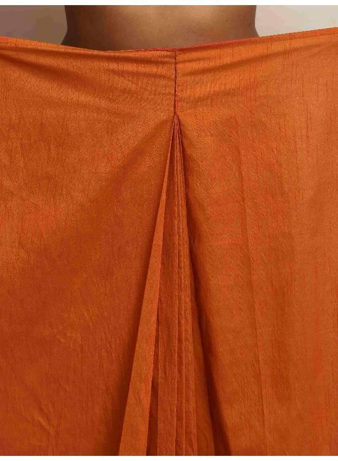 trueBrowns Orange Silk Ready To Wear Saree