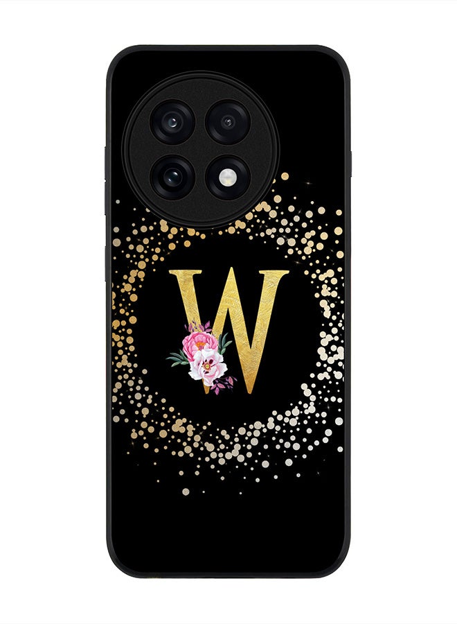 Stylizedd For OnePlus 13R / Ace 5 Pro Case,Slim fit Camera Protection, Shockproof Thin Phone cover  - Custom Monogram Floral - W ( Black )