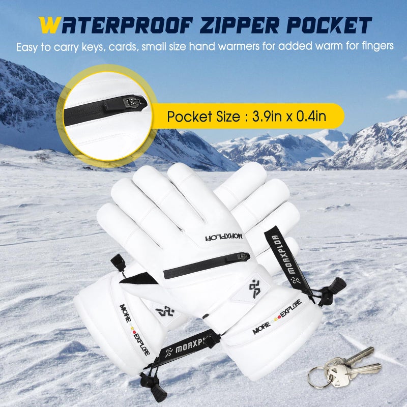 MORXPLOR Winter Ski Snow Gloves Men Women,Windproof Touchscreen Snowboard 3M Thinsulate Insulated Warm Winter Snowmobile Gloves - Image 4