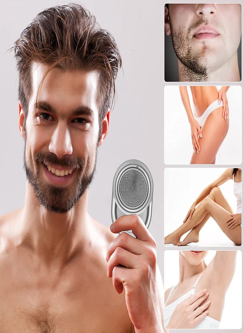 NIBEMINENT Mini Electric Shaver, Pocket Size Portable Shaver LCD Power Display, Wet Dry Razor for Men, Washable Razor, USB Rechargeable Suitable Home, Car, Travel (Silver) - Image 3