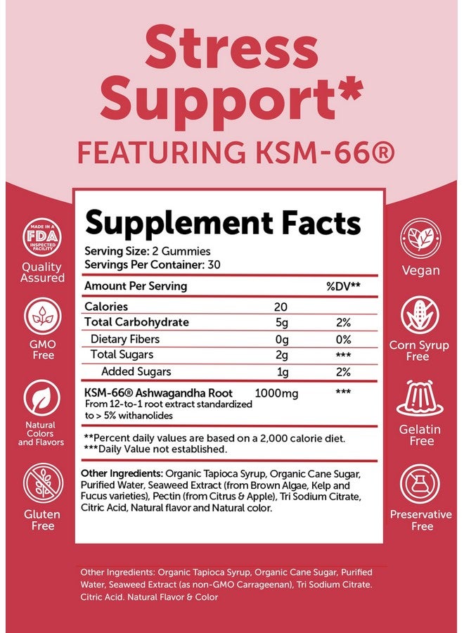 Lunakai USA Made KSM-66 Ashwagandha Gummies for Women & Men - Non-GMO Stress, Mood & Sleep Support Supplement, 60ct - Image 5