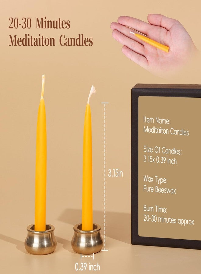 Uniteland 70Pcs Beeswax Candles, 30 Minute Meditation Candles, Mini Taper Candles with Brass Candle Holders, Prayer Candle Gift for Yoga Relaxation - Image 4