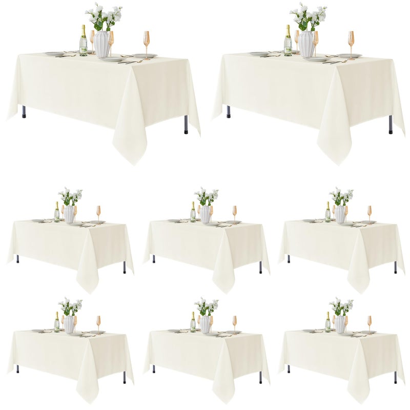 Fitable 8 Pack Table Cloth Rectangle Table: Stain and Wrinkle Resistant Tablecloth Rectangular, Washable Polyester Tablecloths for Wedding Party Dining Banquet Event Catering(Ivory, 70x120 Inch) - Image 1