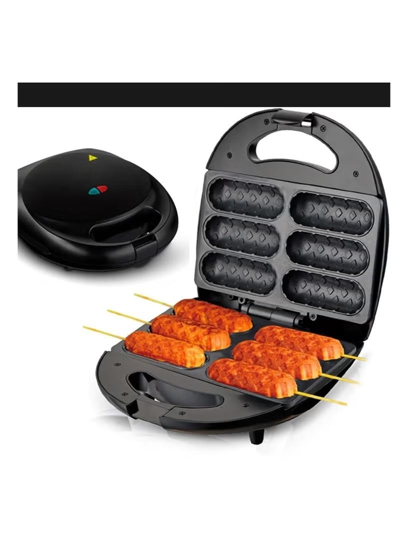 آر إيه أف آلة صنع وافل الهوت دوج، آلة صنع وافل كورن دوج مع لوحة طلاء غير لاصقة، آلة صنع هوت دوج، محمصة خبز، اصنع 6 قطع كورن دوج، آلة صنع وافل كورن دوج، اصنع كورن دوج في دقائق، سهلة التنظيف - Image 1