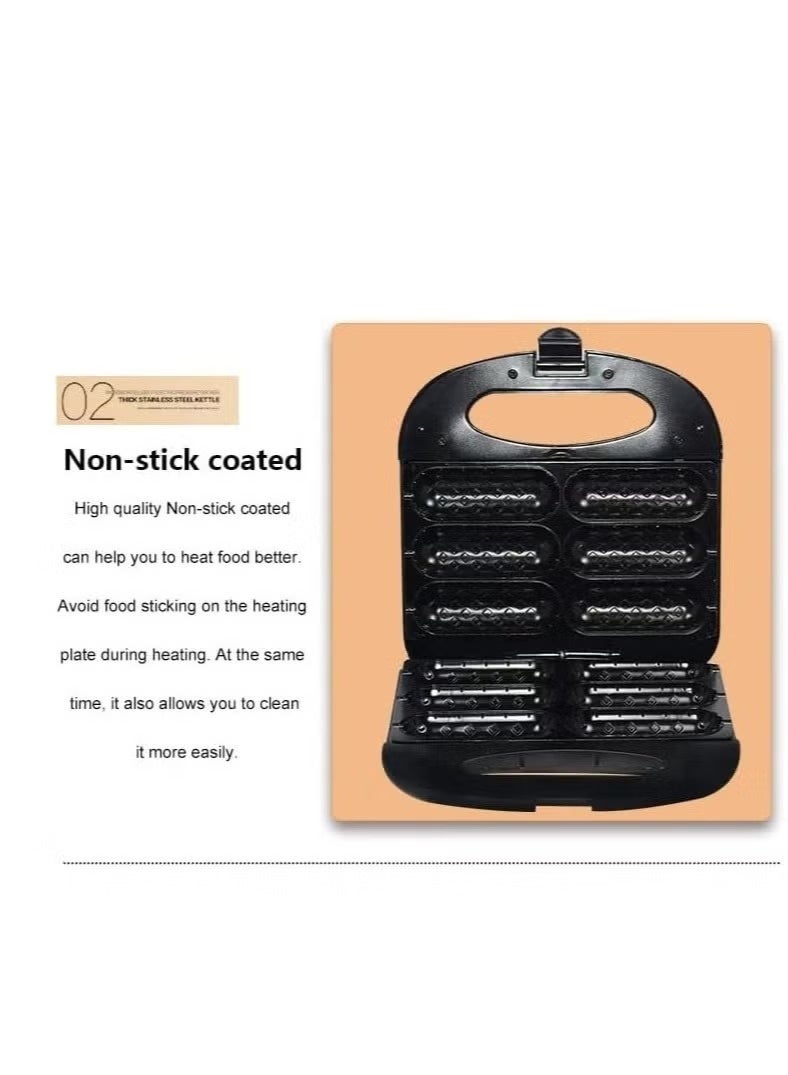 آر إيه أف آلة صنع وافل الهوت دوج، آلة صنع وافل كورن دوج مع لوحة طلاء غير لاصقة، آلة صنع هوت دوج، محمصة خبز، اصنع 6 قطع كورن دوج، آلة صنع وافل كورن دوج، اصنع كورن دوج في دقائق، سهلة التنظيف - Image 2