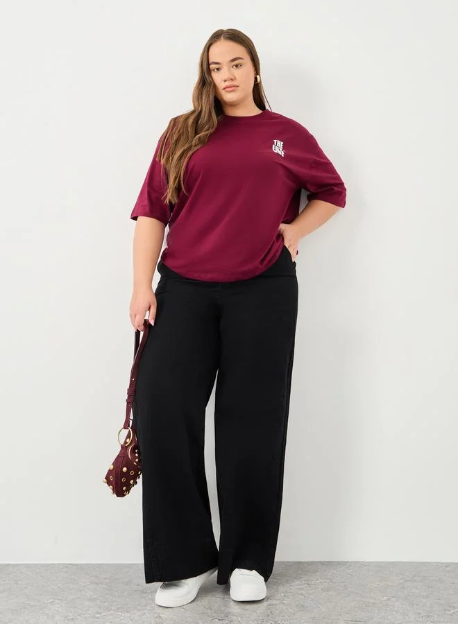 Styli Styli Plus Wide Leg Jeans with Pockets