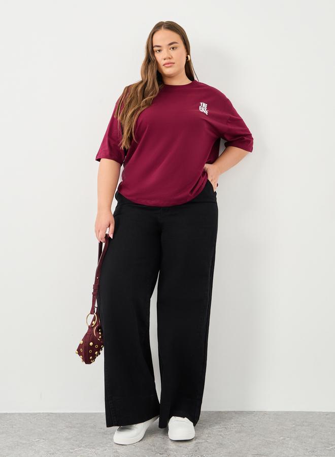 Styli Plus Wide Leg Jeans with Pockets - Image 1