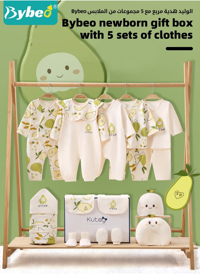 Bybeo 22PCS Newborn Baby Gift Set, Newborn Layette Gift Set for Boys and Girls, Babies Essential Clothes Accessories with Baby Blanket, 100% Premium Cotton, for Spring Summer Autumn Winter  - Image 5