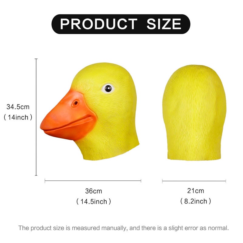 MOLEZU Duck Head Mask for Adult Halloween Deluxe Latex Animal Mask Novelty Duck Bill Costume. (Yellow) - Image 3