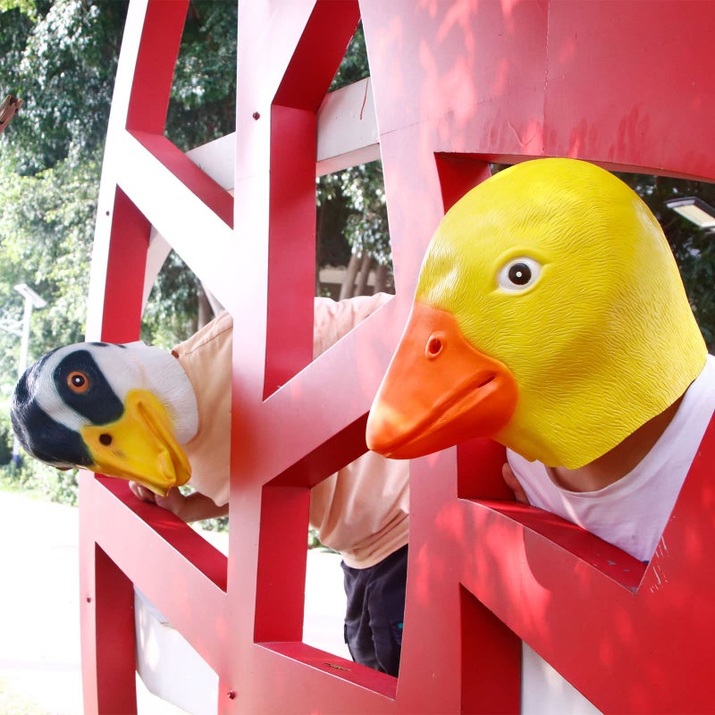 MOLEZU Duck Head Mask for Adult Halloween Deluxe Latex Animal Mask Novelty Duck Bill Costume. (Yellow) - Image 2