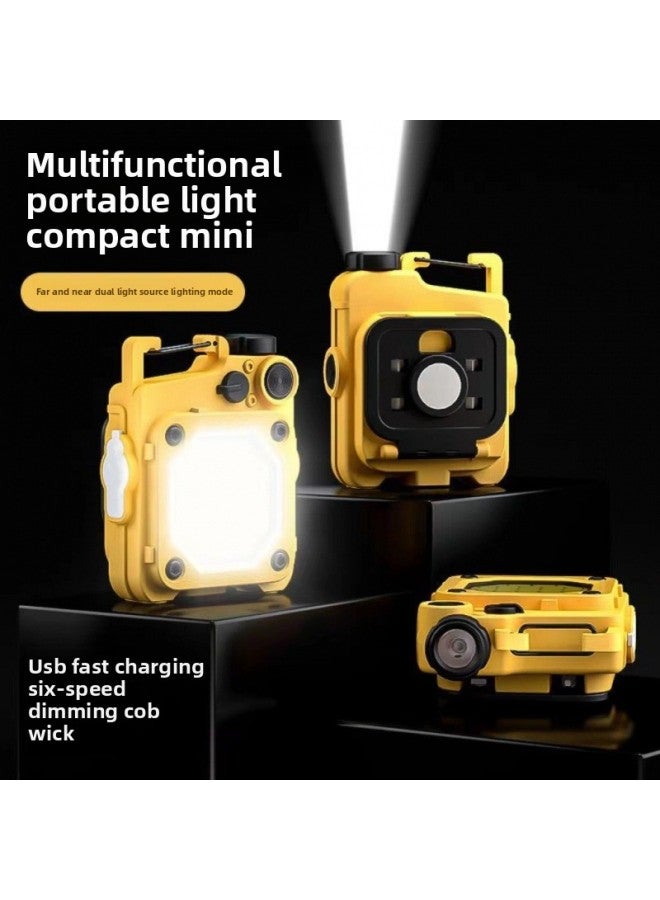 Outdoor Mini Keychain Lamp Multi-file Adjustment Portable Lighting Flashlight Floodlight Magnetic Work Lamp Spot Wholesale
