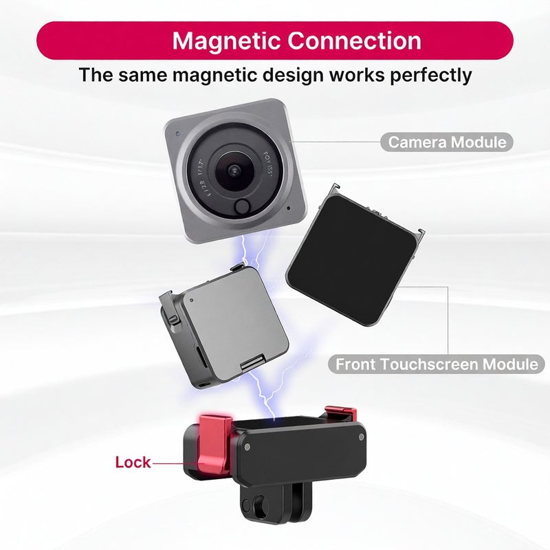 OA-11 Dual Interface Folding Base Magnetic Quick Release Adapter Aluminum Alloy with 1/4 Inch Screw Hole& Sports Camera Mount Interface Tripod Head Adapter Replacement for DJI Action 2 - Image 5