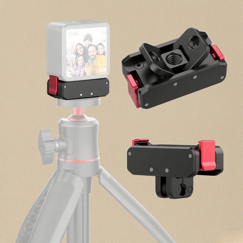 OA-11 Dual Interface Folding Base Magnetic Quick Release Adapter Aluminum Alloy with 1/4 Inch Screw Hole& Sports Camera Mount Interface Tripod Head Adapter Replacement for DJI Action 2 - Image 1