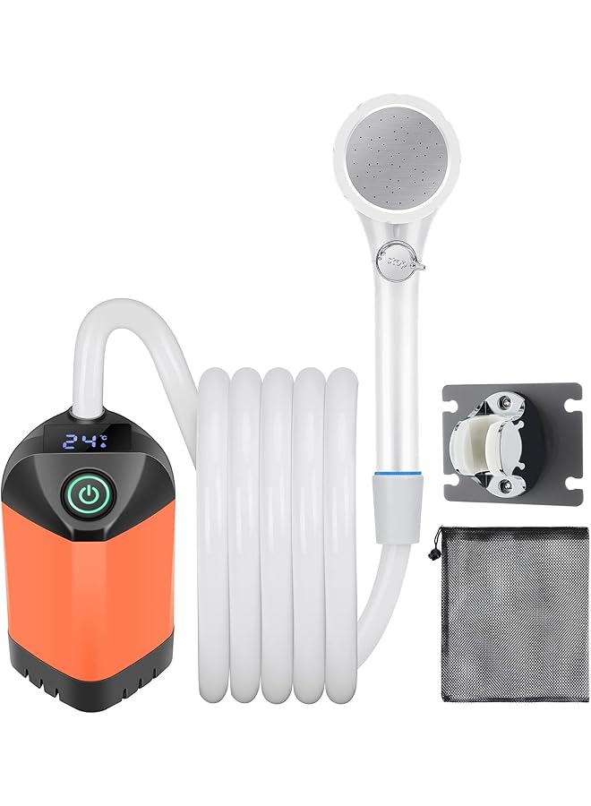 Excefore Portable Camping Shower Outdoor Camp Shower Pump Portable Shower For Camping Thickened 2 Meter Long Pvc Water Pipe For Camping Hiking Traveling (Orange) - Image 1