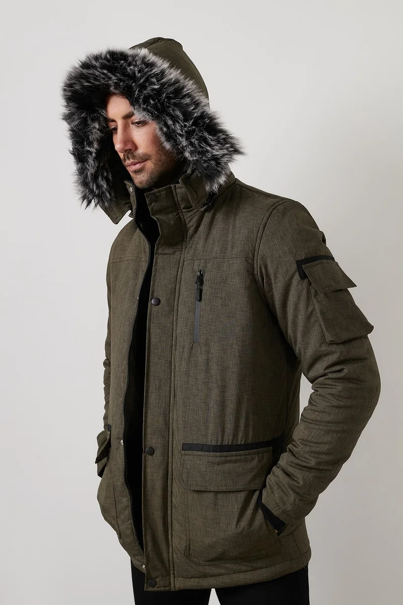 بوراتي Plush Lined Water and Wind Resistant Cold Proof Slim Fit Coat Men'S COAT 5711051