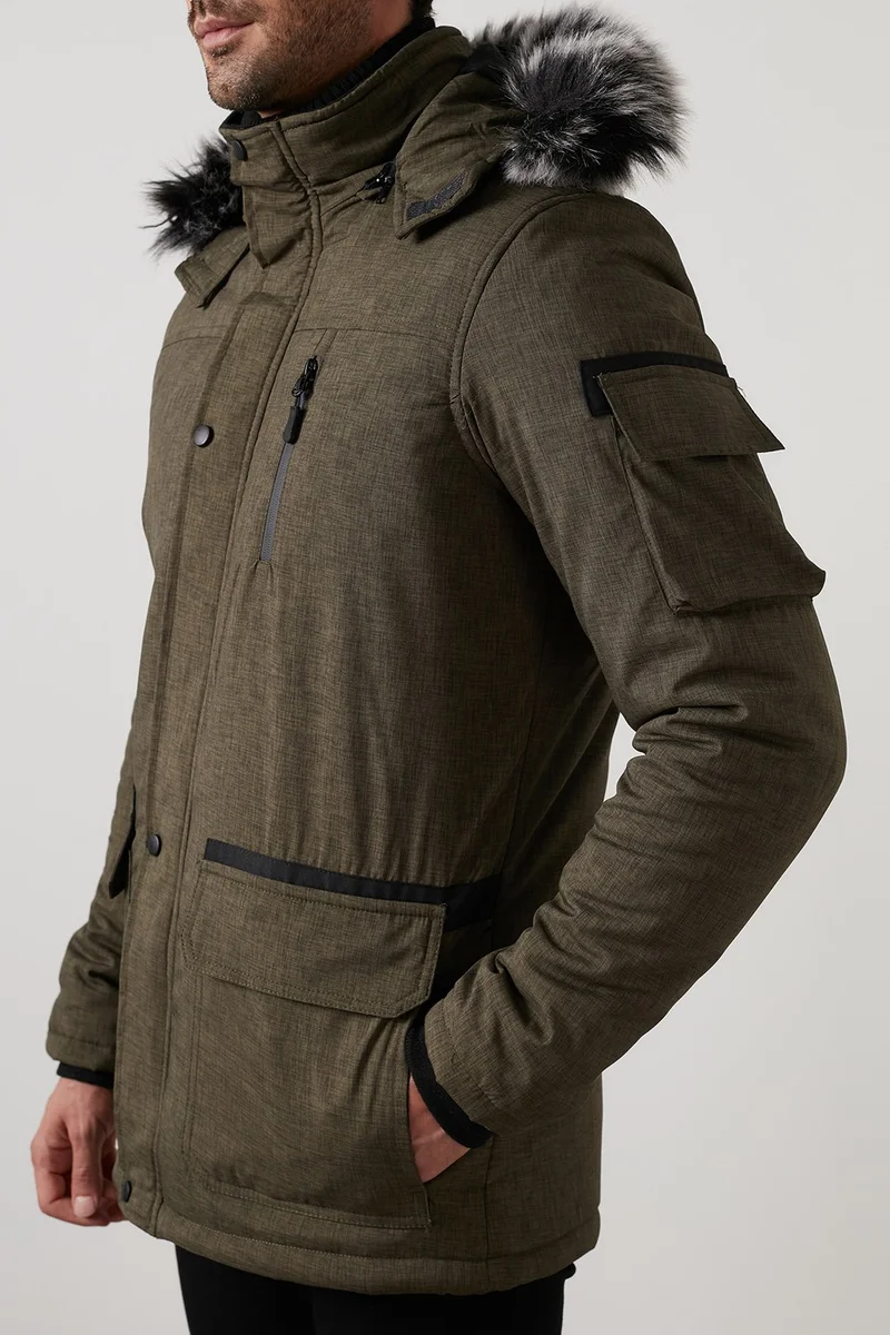 بوراتي Plush Lined Water and Wind Resistant Cold Proof Slim Fit Coat Men'S COAT 5711051