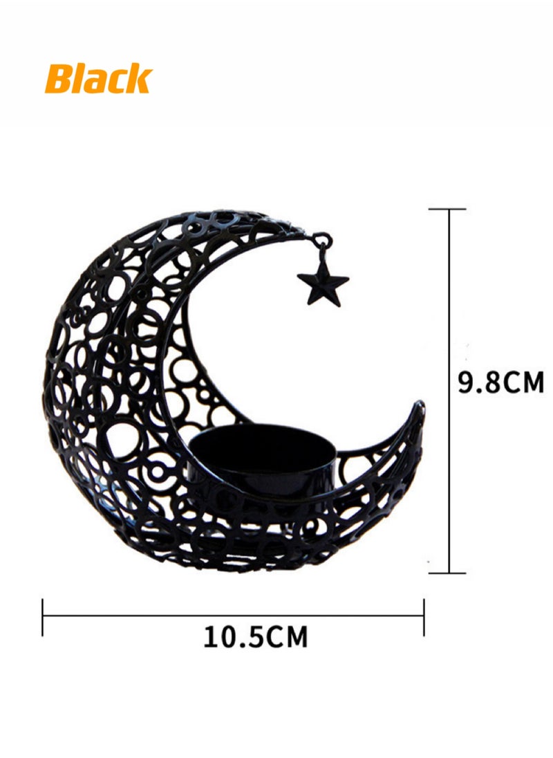 Oasis Casa - Ramadan Lanterns Candle Holder, Home Decor Incense Holder, Moon Shape Openwork Eid Decoration, Modern Arab Decorative Tealight Holder for Wedding, Kitchen, Table Centerpiece, Festivals, Massage Studio - Image 1