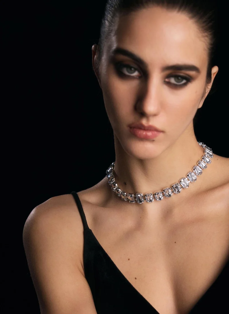 Necklace made from large rectangular crystals