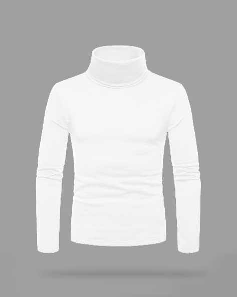 AUSK Men's High Neck Cotton T-Shirts(White-Small), Regular Fit - Image 4