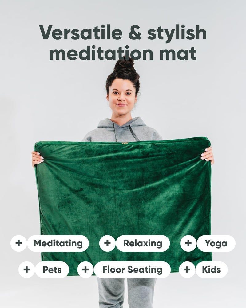 Mindful Modern حصيرة زابوتون للتأمل من المخمل العصري - وسادة تأمل فاخرة مع حشوة قطنية 100% - استمتع بوضعية أفضل وراحة أكبر لزافو أو مقعد (أخضر زمردي) - Image 5