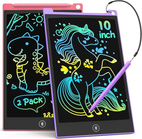 TECJOE 10 Inch 2 Pack LCD Writing Tablet Colorful Doodle Board Drawing Tablet for Kids No Mess Toddler Travel Learning Toys Christmas Birthday Gifts for 3 4 5 6 7 8 Year Old Boys Girls Preschooler - Image 1