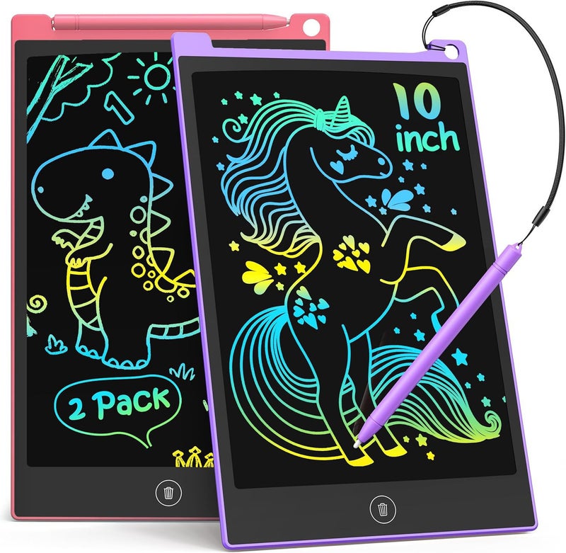 TECJOE 10 Inch 2 Pack LCD Writing Tablet Colorful Doodle Board Drawing Tablet for Kids No Mess Toddler Travel Learning Toys Christmas Birthday Gifts for 3 4 5 6 7 8 Year Old Boys Girls Preschooler - Image 2