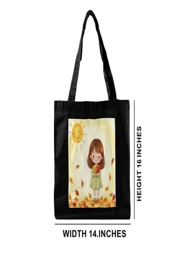PrintingZone Women & Girl's Embroidered Canvas Tote Bag with Zip - Eco-Friendly, 100% Organic Cotton, Stylish, Daily Use Bag for Work, College, Travel, Casual, Perfect Affordable Gift(BTB-58)(BTB-58) - Image 5