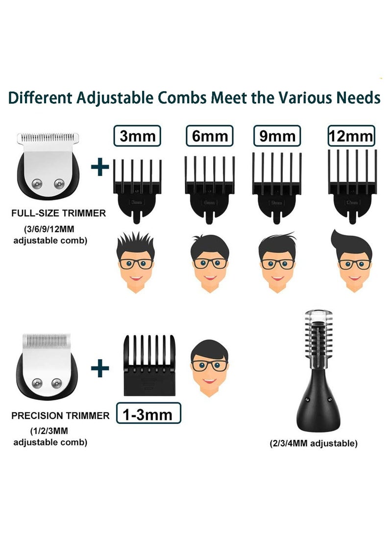Generic - Beard Trimmer 6 in 1 Beard Grooming Kit IPX6 Waterproof Professional Hair Clippers Electric Hair Trimmer for Mustache Body Face and Nose USB Rechargeable and LED Power Display - Image 1