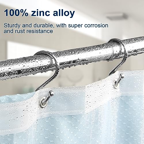 Gidse Metal Shower Curtain Hooks, Set of 12, Rust Proof Shower Curtain Hooks Rings, Durable S Shaped Hooks Hangers for Shower Curtains, Kitchen Utensils, Clothes, Towels (Chrome) - Image 2