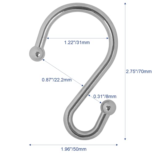 Gidse Metal Shower Curtain Hooks, Set of 12, Rust Proof Shower Curtain Hooks Rings, Durable S Shaped Hooks Hangers for Shower Curtains, Kitchen Utensils, Clothes, Towels (Chrome) - Image 5
