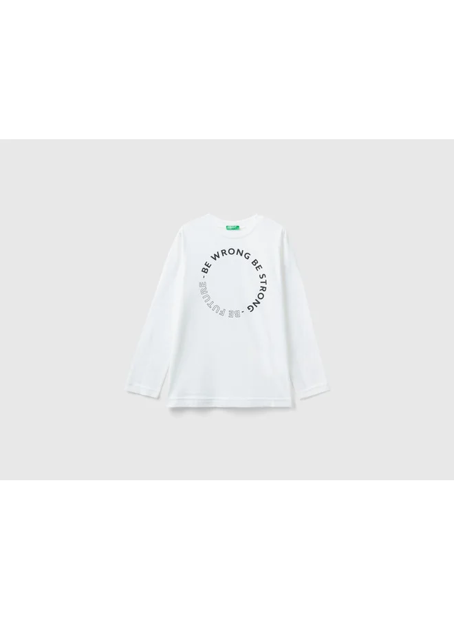 يونايتد كولورز أوف بينتيون Long Sleeve T-Shirt In Warm Cotton
