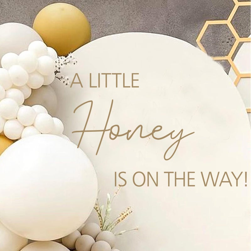 BOOMPA Baby Shower Backdrop Sign, A Little Honey is On The Way, Gold Arch Background Sticker for Bee Theme Party Decoration - Image 1