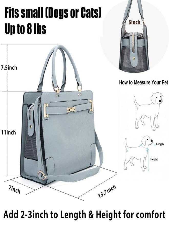 Minsong Fashion Pet Carrier Dog Cat Carrier Purse Soft-Sided Leather Handbag Pet Tote Bag for Small Dogs Puppy and Cats TSA Airline Approved (Grey) - Image 3