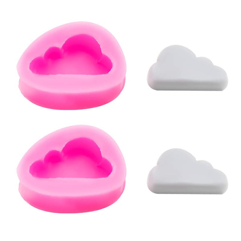 Fewo 2Pcs Tiny Size Cloud Silicone Fondant Mold  Pink Rectangular Prism Cake Decoration Molds