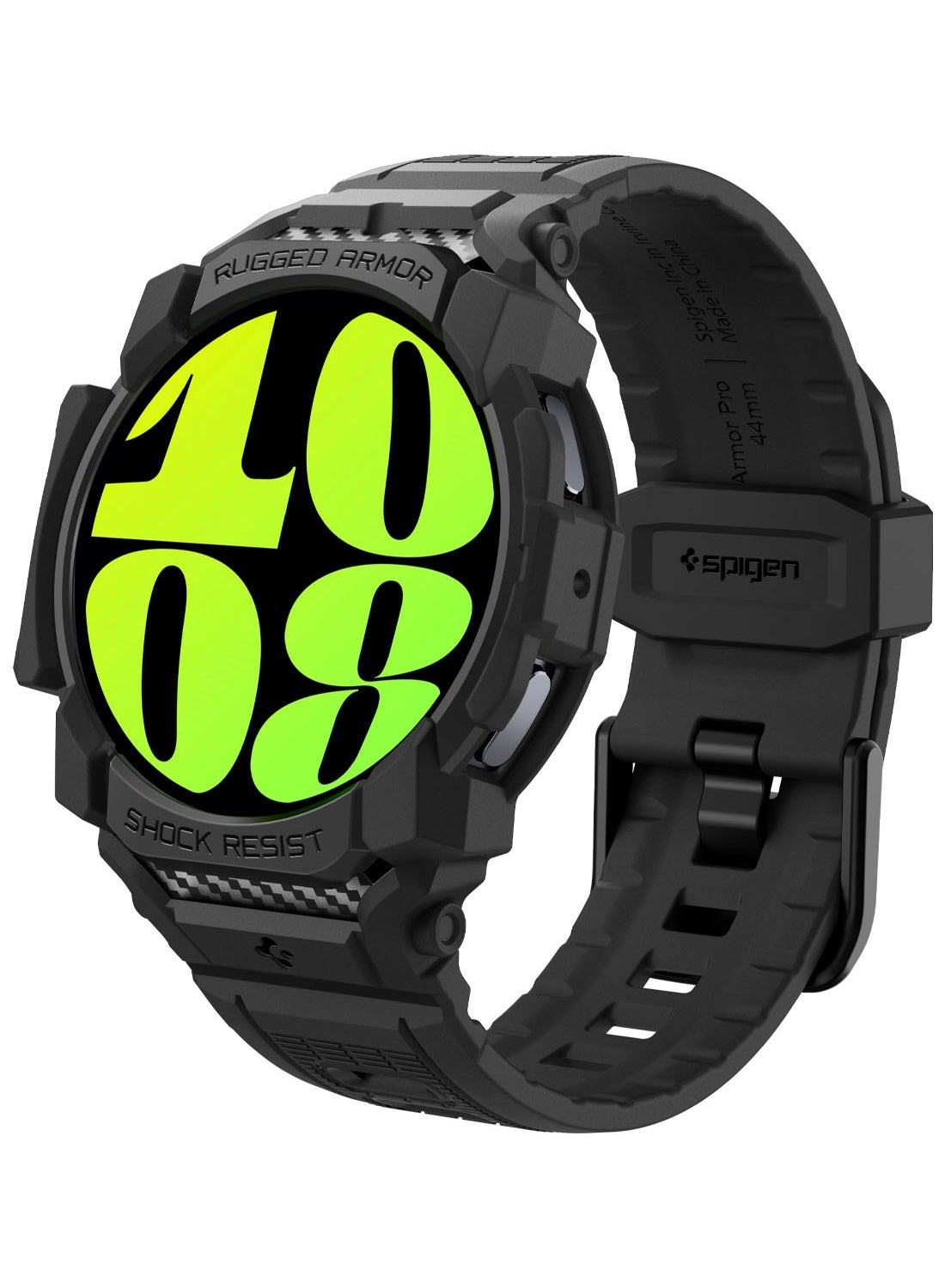 Spigen Rugged Armor Pro for Samsung Galaxy Watch 7 44mm Case with Band (2024) - Matte Black