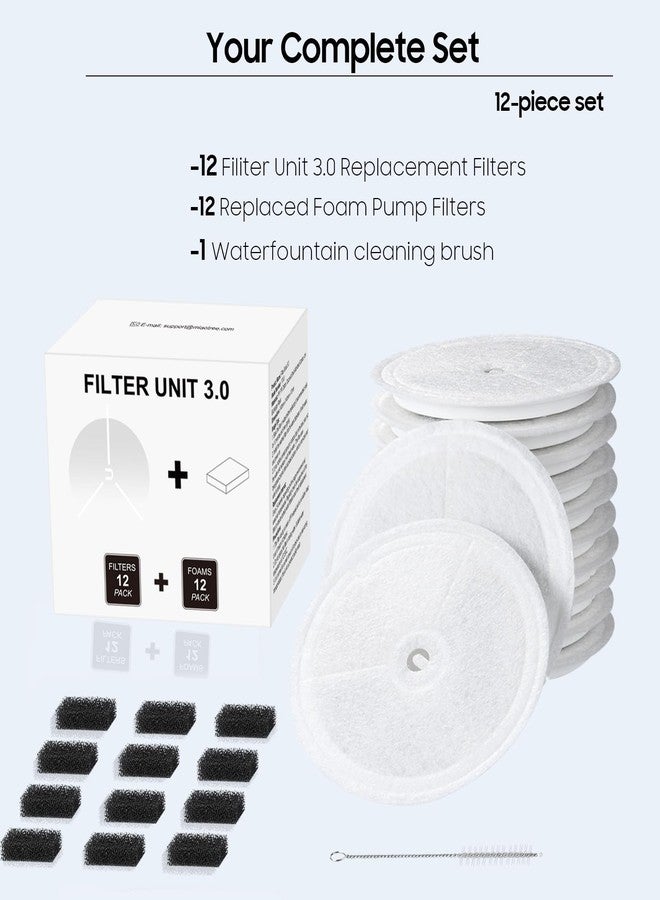 AWoHH 12 PCS Filter Unit 3.0 Pet Cat Kit Water Fountain Filters 2026 New Fit For E versweet Solo 2/Solo SE, E versweet 3 Pro/2S/3, Including Replacement Filters and Replaced Foam Pump Filter (12 pcs) - Image 4