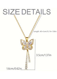 Depend Rhinestone Butterfly Choker Necklace Gold Butterfly Pendant Necklaces Sparkly Tennis Chain Neck Jewelry For Women And Girls  - Image 2