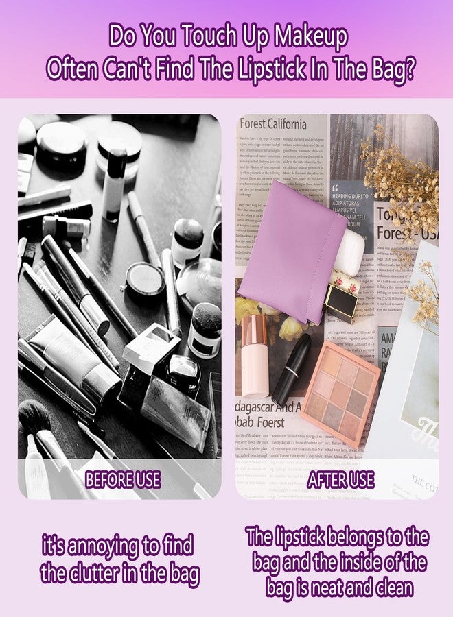 بوسوها حقيبة مكياج صغيرة من بوسوها، حقيبة مستحضرات تجميل صغيرة محمولة للنساء، محفظة نقود، منظم لأحمر الشفاه وإكسسوارات التجميل، حقيبة تخزين صغيرة لأدوات السفر، أزرق + رمادي + بيج + بنفسجي - Image 4