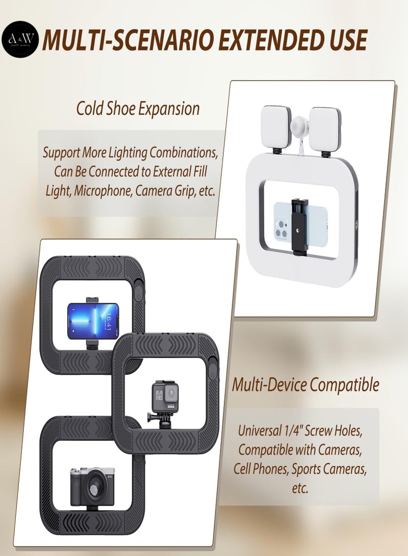 A&W LED Ring Light Video Rig for Phone & Camera – Square Handheld Photography Light Stabilizer, 8000mAh Battery Power Bank, 2500K–6500K Dimmable Selfie Light, Phone Holder, Bluetooth Remote for TikTok, YouTube, Makeup, Food & Product Photography - Image 5