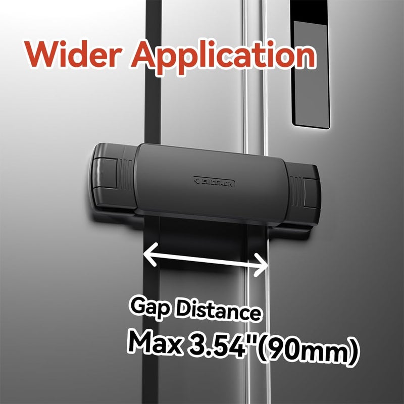 Eudemon Mom's Choice Gold Awards Winner - 1 Pack Latest French Fridge Lock French Door Refrigerator/Freezer Lock Apply to Max 3.54"(90mm) Two Door Gap Distance for Kids & Babies,Easy to Install(Black) - Image 5