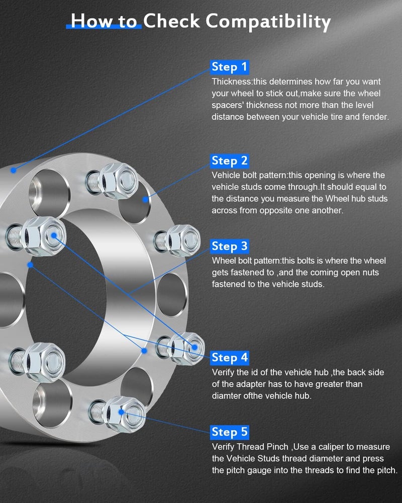 ECCPP مجموعة فواصل العجلات ECCPP 2PCS 2" 6 لوج 6x5.5 إلى 6x5.5 12x1.25 دبابيس 108 مم - Image 2