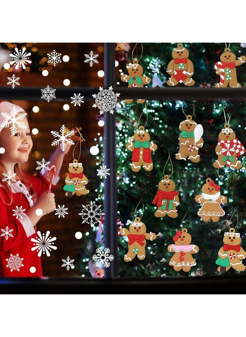 Three Sets Christmas Window Stickers Reusable Christmas Snowflake Stickers Removable Static Window Stickers Snowflakes Window Clings for Christmas Window Decoration (6 Sheets)