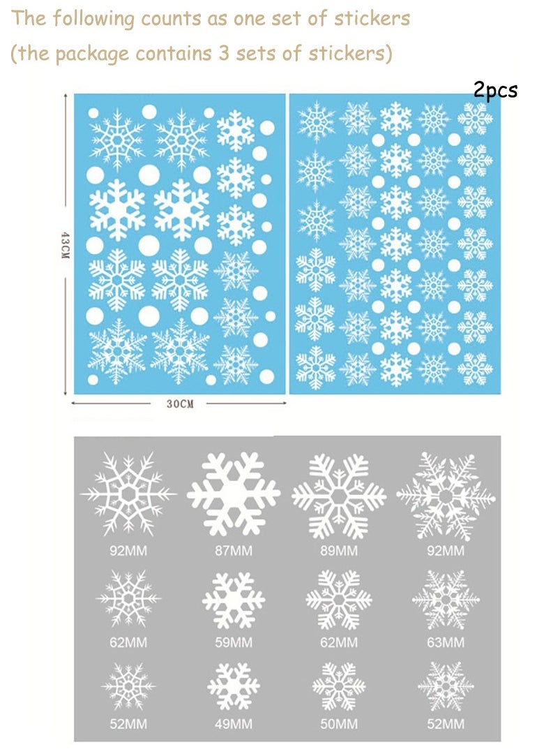 TAPIT - Three Sets Christmas Window Stickers Reusable Christmas Snowflake Stickers Removable Static Window Stickers Snowflakes Window Clings for Christmas Window Decoration (6 Sheets) - Image 1
